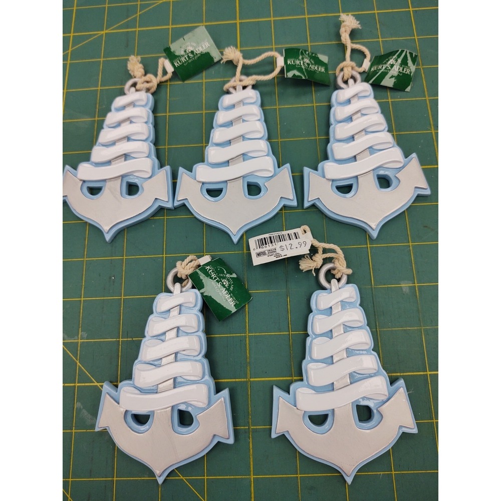 NEW Kurt S.‎ Adler Resin Blue Anchor Ornament Coastal Beach Natical - Picture 3 of 5